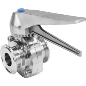 DERNORD 1.5 Inch Tri Clamp Butterfly Valve with Trigger Handle Stainless Steel 304 Tri Clamp Clover (1 Inch Tube OD)