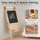 Tiny Land Easel for Kids, Double-Sided Magnetic Easel, Adjustable Wooden Kids Art Easel with Paper Roll, Learning-Toy for 3,4,5,6,7,8 Years Old Boy & Girls