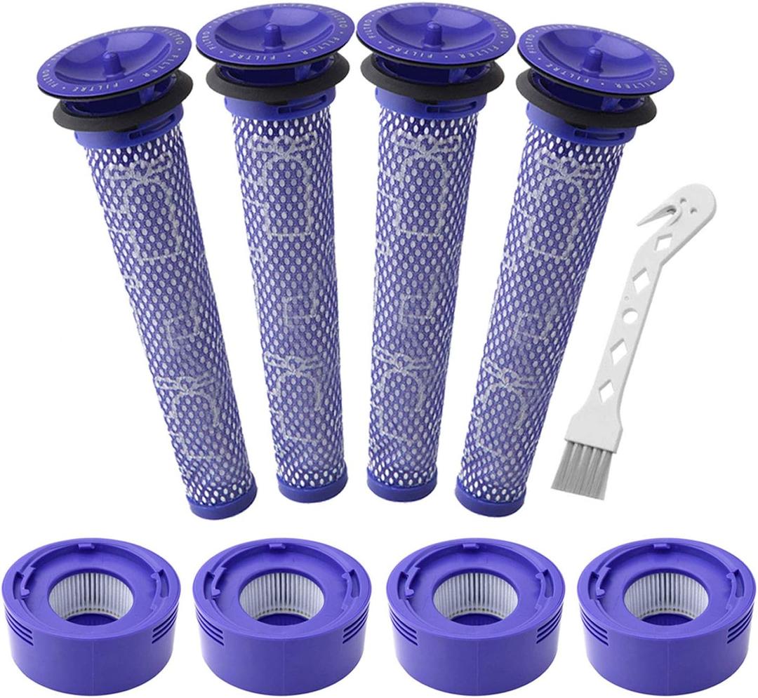 Lemige 4 Pre-Filters and 4 Post-Filters Replacement Compatible with Dyson V7, V8 Animal and Absolute Vacuum, Compare to Part 965661-01 and 967478-01
