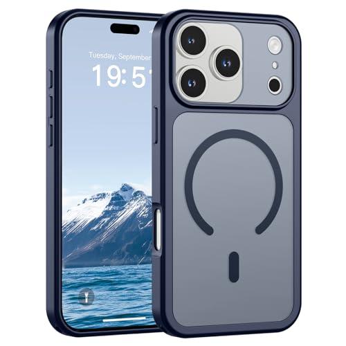 SUPFINE Magnetic for iPhone 17 Pro Case (Compatible with MagSafe)(Military Grade Drop Protection)(Camera Protection) Translucent Matte Shockproof Phone Cover,Navy Blue
