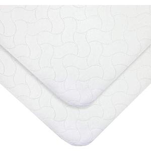 American Baby Company 2 Pack Waterproof Reusable Embossed Quilt-Like Flat Crib Protective Mattress Pad Cover for Babies, Adults and Pets, White