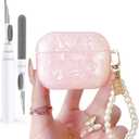 for Cute Glitter Airpods Pro 2nd/1st Generation Case with Cleaner Pen, Shell Pattern Airpods iPod Pro 2 Gen Cover Protective Skin Girl Women with Luxury Pearl Keychain 2023/2022/2019 - Pink