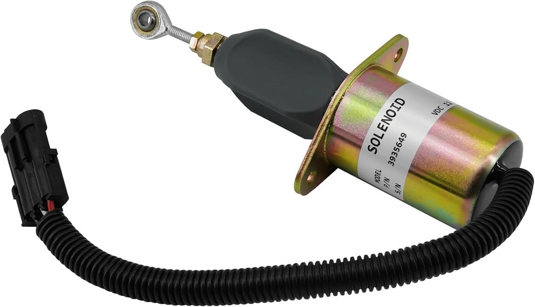 12V Fuel Shut Off Solenoid Valve 3935649 fit for Cummins 5.9L 8.3L Engines 4B 6B 6C Diesel Engine, Replace SA-4764-12