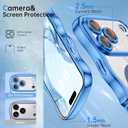 3 x BENTOBEN for iPhone 17 Pro Max Case Clear, [Compatible with MagSafe][Full Camera Protection][Cute Wave Frame][DIY Glitter Cardstock] Electroplated Wavy Shockproof 17ProMax Phone Case 6.9", Sky Blue