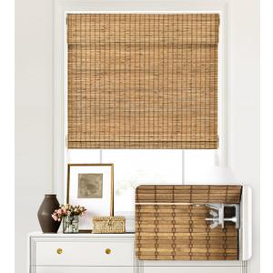LazBlinds No Tools No Drill Cordless Bamboo Roman Shades, Light Filtering Window Treatment, Roll Up Bamboo Blinds for Windows 21'' W x 64'' H, Eastfield Teak