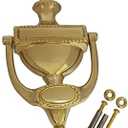QCAA Solid Brass Door Knocker, Victorian Rope Type, 7-3/8", Polished Brass, 1 Pack, Made in Taiwan