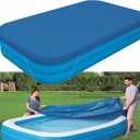 Rectangle Pool Cover,Pool Cover for Inflatable Pool,Rectangular Inflatable Swimming Pool Cover, 10ft X 6ft Dustproof Rainproof Waterproof Square Swimming Pool Cover,Family Pool Cover (Blue)