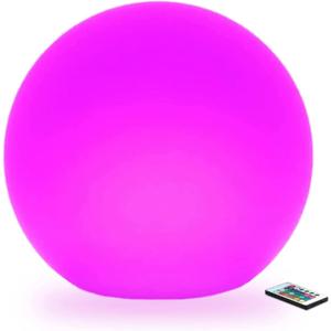 Censinda LED Glowing Ball Light, 12-Inch Cordless 16 Color Changing and 4 Light Modes Kids Night Light, Rechargeable & Dimmable Mood Lamp with Remote Control, Perfect for Home Patio Yard Accent Decor