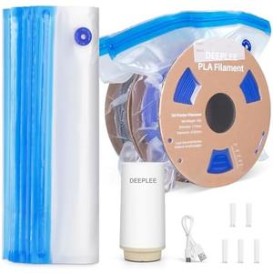 DEEPLEE 30PCS Filament Storage Bags Automatic Pump Kit, 3D Printer Vacuum Bags with Electric Pump, Sealing Clip*5, Charging Cable*1, Dust Proof Humidity Resistant (13.4x11.8 inch)