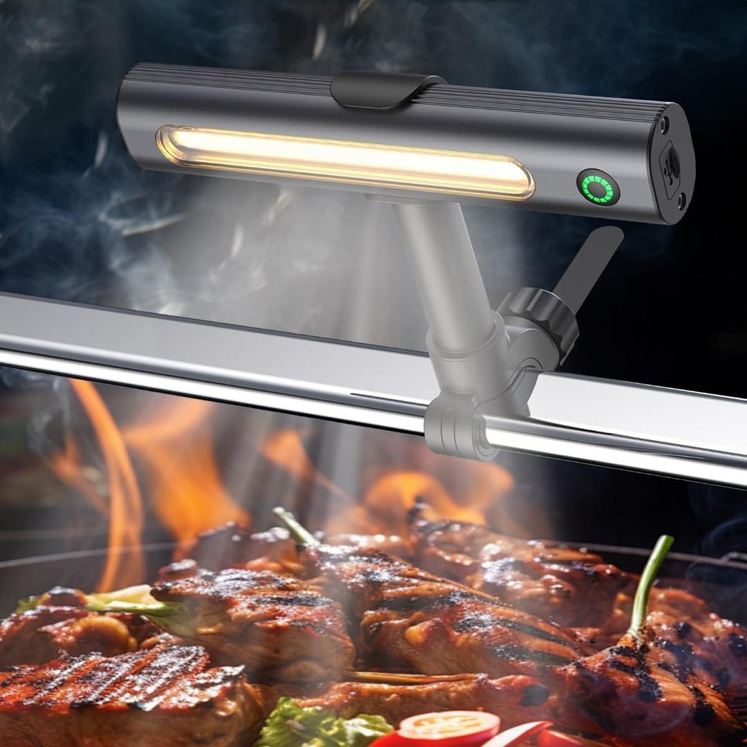 Rechargeable 360 BBQ Grill Light for Outdoor Grilling with Magnetic, IPX5 Waterproof, 2-Level Brightness, USB-C Charging, Portable Grill Accessories, Grilling Gift for Men, Dad, Grill Lights