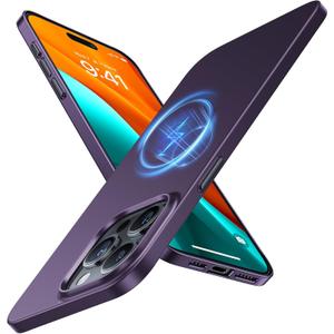 TORRAS Magnetic Slim Fit Designed for iPhone 15 Pro Case 2023, [Compatible with MagSafe] [Ultra Thin] Protective Matte Hard PC Cover Anti-Scratch Phone Case for iPhone 15 Pro, Elegant Purple