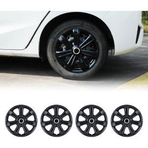 14" Set Of 4 Black Lacquer Wheel Covers Snap On Hub Caps Fit R14 Tire+steel Rim