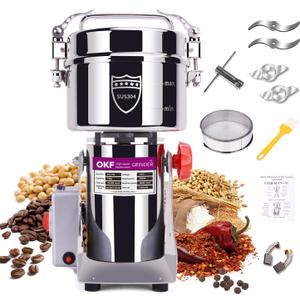 750g Grain Mill, 304 Stainless Steel Spice Grinder, 2800W High-speed Commercial Flour Mill, Superfine Flour Mill Grinder for Home, Grain Mill for Flour