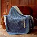 Heated Blanket Throw 50"x60" - Machine Washable Electric Throw Blanket Office Heated Throw Blanket with ETL & FCC Certification 5 Heating Levels 3 Hour Auto-Off Overheat Protection(Blue)