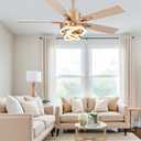 52" White and Gold Modern Chandelier Fandelier Ceiling Fan with Light | DC motor, reversible, dimmable, 3 adjustable rings for DIY shape; for bedroom, living room.