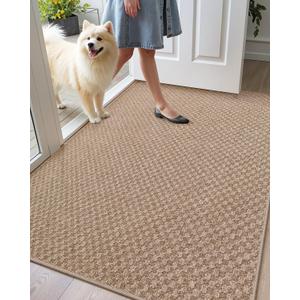 Color&Geometry Large Front Door Mat Indoor Entrance Non Slip Rubber Backed, 32"x48" Indoor Door Mats for Entryway, Dirt Trapper Double Doormat, Washable Front Door Rugs, Khaki (Rolled-up NO Creases)