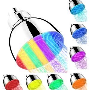 LED Shower Head, 7 Color Lights Automatically Change Fixed Shower Head for Bathroom, Tool-free Installation Adjustable Ultra-Quiet High Pressure for Kids Adult