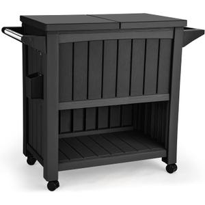 YITAHOME 85 Quart Rolling Cooler Cart with Bottle Opener Drainage, Portable Patio Cooler on Wheels, Outdoor Beverage, Ice Chest Cart for Pool Deck Party BBQ Cookouts (Black)