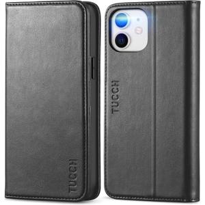 TUCCH Wallet Case for iPhone 12 Pro/iPhone 12 5G, Premium PU Leather Flip Folio Cover with Card Slot, Stand Book Design [Shockproof TPU Interior Case] Compatible with iPhone 12/12 Pro 6.1-inch, Black