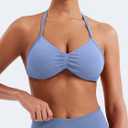 VOYJOY Impact Strappy Bra Sports Bras for Women Basic Crop Workout Sexy Tank Gym Yoga Bra (Blue, L)