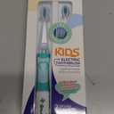 SEAGO Kids Electric Toothbrush with 2 Mins Brushing Timer and 4 Replacement Bursh Heads, Rainbow LED Light Make Brushing Fun, Green Color Boys Battery Powerd Toothbrush for 4-12 Years OldSG-977