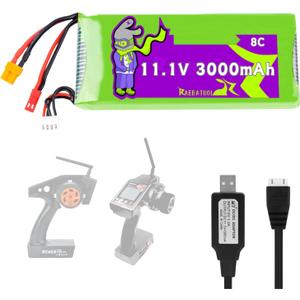 11.1V 3000mAh 8C XT30(Yellow)+JST(red) Plug Battery Compatible with RC6GS/RC4GS Transmitter for RC Drone Come with 3S Charger USB Cable