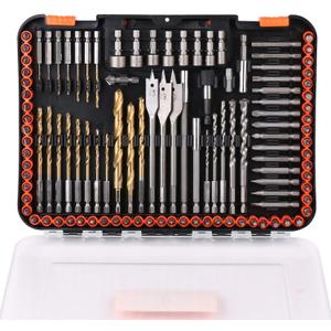 HORUSDY Impact Drill Bit Set, 112-Pieces 1/4" Hex Shank Impact Driver Bits and Screwdriver Bits Set for Screw Driving and Wood Metal Cement Drilling Screwdriver Bits Set with Storage Case
