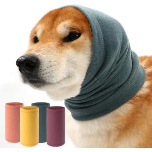 Dog Calming Hoodie, Hematoma Ear Wrap, Quiet Head Cover Sleeves Ear Covers for Bath, Thunderstorms (M-Head Circle(12.6"~16.5"), Blue)