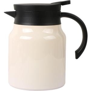1L Capacity Small Thermal Coffee Carafe Pot Stainless Steel, Double Wall Vacuum Insulated, 12+ Hours Hot & Cold Retention for Coffee Tea Beverage 34oz, White