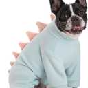 Halloween Fleece Dinosaur Dog Pajamas Adorable Costume French Bulldog Holiday Outfit Pet Cute Puppy Hoodie Cosplay Animal Costume for Small Medium Dog Christmas Winter Coat (L, Blue)