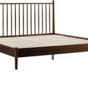 NTC Inno Wooden Bed Frame with Headboard, Solid Oak and Rubber Wood Foundation with Silent Slats and Wood Central Supports, 1000 Lb Capacity, Effortless Assembly, King - Dark Walnut