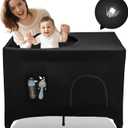 Pack N Play Blackout Cover, Hiaksedt Crib Canopy Cover for Pack and Play, Breathable Blackout Tent for Travel Crib, Portable Stretchy Netting Cover for Indoor Outdoor Travel Playard