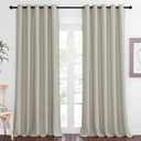 NICETOWN Blackout Natural Curtain for Living Room - Thermal Insulated Solid Grommet Sound Reducing Energy Saving Window Drape for Bedroom/Dining Room, 1 Panel, W66 x L90