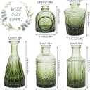 SUPMIND Glass Bud Vase Set of 5, Green Small Flower Vases for Centerpieces in Bulk, Mini Vintage Vase for Rustic Wedding, Home,Table Decoration
