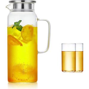 Jugs Cool Water Jug Set Heat-Resistant Glass Jug Multi-Purpose Jug Jug with Lid Large Capacity Jug Transparent Jug Filter Tea Jug 1300ml 1700ml (Color : Clear Size : 10 * 22 * 9cm)