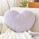 Lavender Heart Pillows, Cute Heart Decorative Pillow, Heart Shaped Throw Pillows for Bed, Faux Rabbit Fur Plush Hoom Decor Pillow Cushion for Chair Sofa Living Room (Mini 12.9" x 9.8")