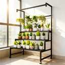 4-Tier Metal Plant Stand on Wheels, 47x24x65 H, 440 lbs Cap.