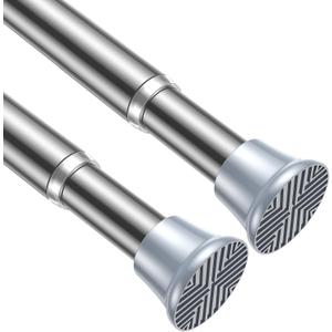 AIZESI Silver Tension Rods, 24-46 Inch, 2 Pack, Stainless Steel, Tension Mounted, Window Treatment