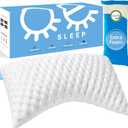 Bed Pillow for Side and Back Sleepers  Curved Cooling Pillow for Neck and Shoulder Pain Relief  Adjustable Memory Foam Pillow with Washable Cover  Queen Size with Extra Fill (White) (Queen (Pack of 1))