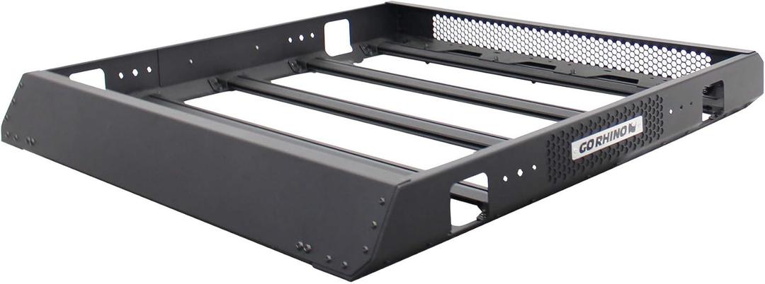 Go Rhino SRM 400 Roof Rack - Customizable Basket & Clamps | Textured Black, L: 58" x W: 52" x H: 5.5" | 5934058T