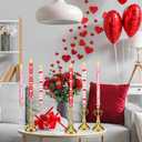 Honoson 6 Pcs Valentine Day Flameless Taper Candles 10.6 Inch Heart Shaped Candles Battery Operated LED Candlesticks for Valentine Wedding Anniversary Dinner Table Home Party Decor