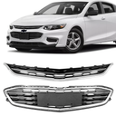 PartsFlow Front Upper And Lower Bumper Grill Honeycomb Mesh Grille For 2016 2017 2018 Chevrolet Chevy Malibu GM1036188