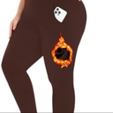 Plus Size Fleece Lined Leggings with Pockets for Women High Waisted Warm Thermal Winter Yoga Pants for Workout
