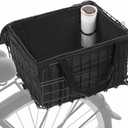 Aodaer Bike Basket with Removable Liner Bag Cargo Net Large Folding Bike Basket Quick Release Metal Ebike Basket Bicycle Storage Basket for Carrying Fruit & Grocery Pets Dogs