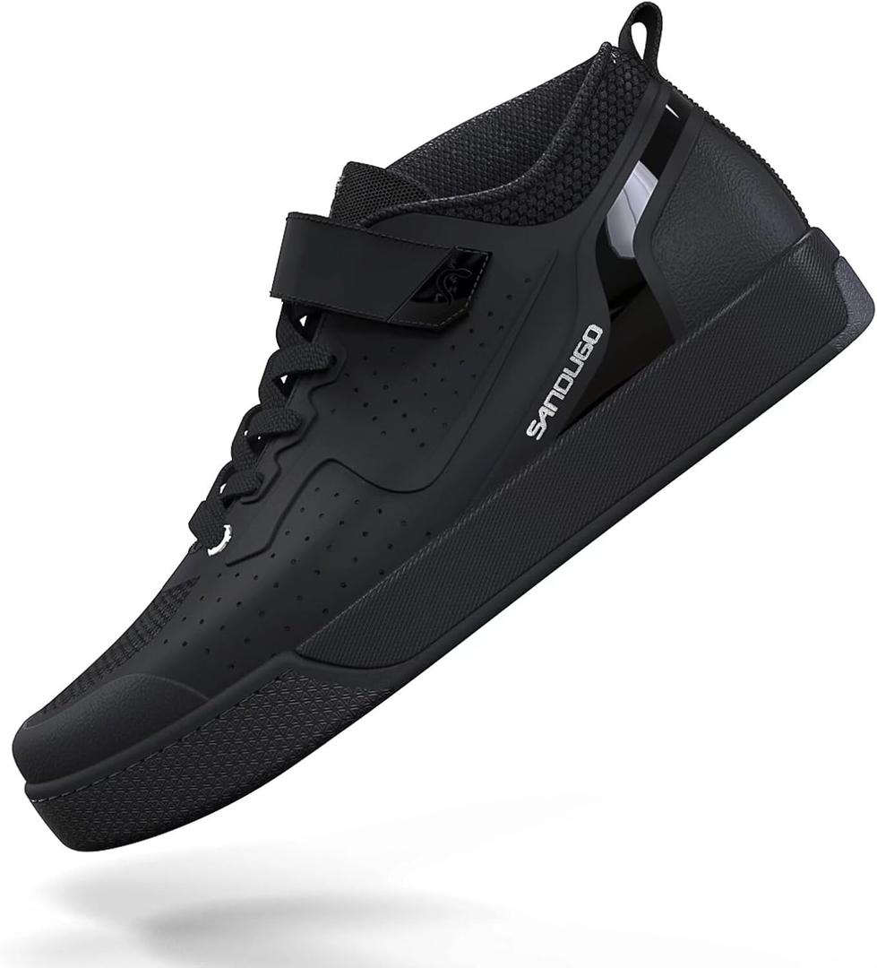 Mens MTB Mountain Bike SPD Cycling Shoes, Suitable Mountain Biking DH Enduro, Compatible All 2 Bolts Pedals, Black (11)