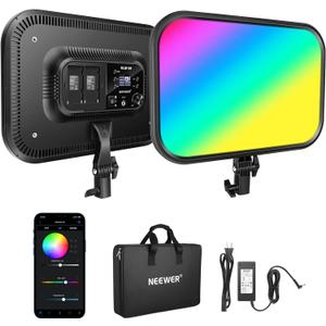 NEEWER 18.3" RGB LED Video Light Panel with APP Control, 360Full Color, 1 Pack 60W Dimmable 2500K~8500K RGB LED Panel CRI/TLCI 97+ with 17 Special Scenes Effect for Game YouTube Zoom Photography