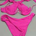 Lilosy Sexy Cute Underwire Cutout Halter Bikini Swimsuit Set Women Criss Cross Bathing Suit 2 Piece Large