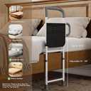 HOMEAL Bed Rails for Elderly Adults Safety - Height Adjustable Bedside Assist Rails for Seniors, Stable Bed Cane Guard Railings with Non-Slip Ergonomic Handle Bar and Storage Pocket (Grey)