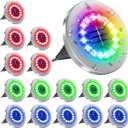 NFESOLAR 16 Pack Solar Lights Outdoor, 16 LEDs Multi-Color Solar Ground Lights Waterproof Landscape Light for Pathway Garden Walkway Driveway Yard Decorations