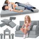 Lunix LX22 11pcs Modular Kids Play Couch, Child Sectional Sofa, Fortplay Bedroom and Playroom Furniture for Toddlers, Convertible Foam and Floor Cushion for Boys and Girls, Gray (Grey)